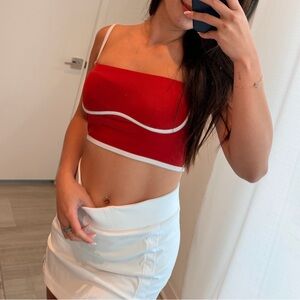 Alo Red and White Crop Top